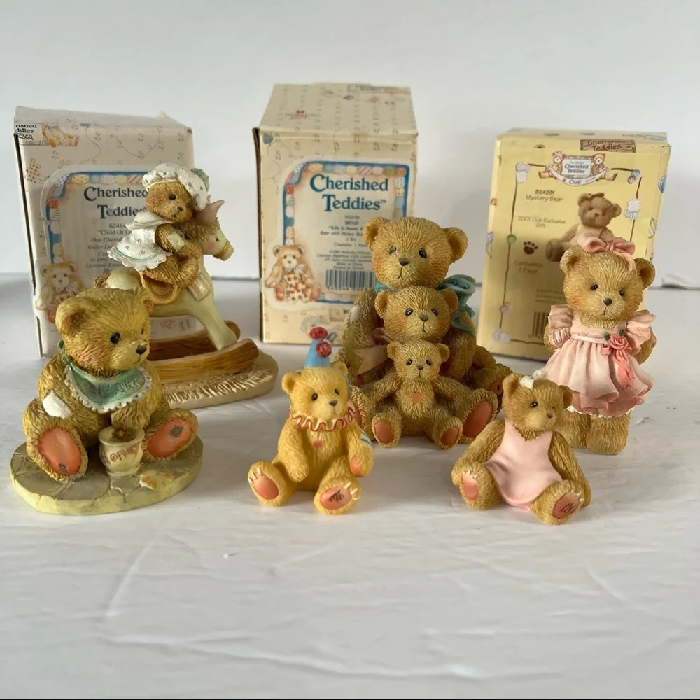 VTG Cherished Teddies Lot of 6 Figurines Nursery Rocking Horse Kids Beth, Benji